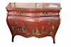 Louis XV Style Red Lacquered & Chinoiserie Commode