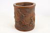 Chinese Carved Wooden Figural Brush Pot