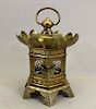 Antique Oriental Brass Hanging Temple Lantern