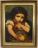 19th C. European School, Young Girl with Apple