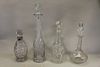(4) Cut Glass/ Crystal Decanters w/ Stoppers