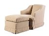A Canvas Upholstered Club Chair and Ottoman Height of chair 33 x width 28 3/8 x depth 36 inches.