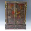 CHINESE ANTIQUE PAINTED LACQUER WOOD CABINET - QING DYNASTY