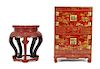 Two Modern Chinese Furniture Articles, Height of first 27 x width 18 1/4 x depth 11 inches.