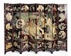 A Chinese Eight Panel Carved and Painted Floor Screen, Height of each panel 68 x width 16 inches.