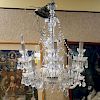 Mid Century Maria Theresa Style 8 Light Cut Crystal Chandelier with Hanging Prism