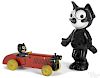Speedy Felix the cat painted animated pull toy car