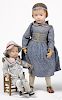 Two Schoenhut jointed wood dolls