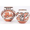 Marie S. Juanico (Acoma, b. 1937) and Gladys Paquin (Laguna / Zuni, 20th century) Polychrome Pottery Jars