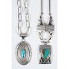 Navajo Sterling Silver and Turquoise Necklaces by Leonard Nez (Dine, b. 1930) and Jonathan Nez (Dine, b. 1965)