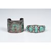 Navajo and Zuni Silver and Turquoise Cuff Bracelets