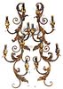 LARGE PAIR FRENCH GILT PAINTED WALL SCONCES