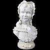 MARBLE BUST OF WOMAN WITH BASE, UNSIGNED