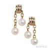 18kt Gold and Cultured Pearl Trinity Earrings, Cartier