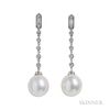 18kt White Gold, South Sea Pearl, and Diamond Drops