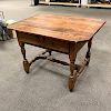William and Mary Walnut One-drawer Stretcher-base Tavern Table