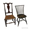 Black-painted Rod-back Windsor Side Chair and a Red-stained Maple Side Chair