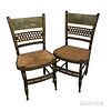 Pair of Paint-decorated Thumb-back Rush-seat Fancy Chairs