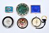 Grouping of six guilloche and enamel compacts
