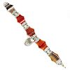 Sterling silver and Scottish banded agate and carnelian bracelet