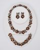 Los Castillo sterling silver & copper necklace, bracelet, and earring parure