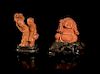 Two Chinese Carved Coral Figural Compositions, Height of taller 2 7/8 inches.