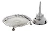 English Silver Salver and Wine Funnel