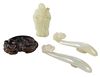 Four Carved Jade and Hardstone Items