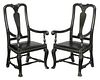 Pair American Queen Anne Style Arm Chairs