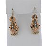 Antique Victorian 14K Gold Pearl Blue Stone Earrings