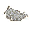 18k Gold Pearl Diamond Brooch Pin