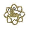 14k Gold Diamond Ram Large Brooch Pendant
