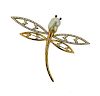 18k Gold Pearl Ruby Dragonfly Brooch