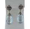 37ctw Aquamarine Diamond 18k Gold Silver Earrings