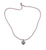 18k Gold Diamond Heart Pendant Pink Cord Necklace