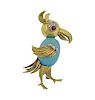 18k Gold Turquoise  Ruby Diamond Toucan Brooch