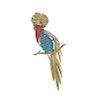French 18k Gold Turquoise Coral Diamond Brooch