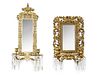 Two Gilt Metal Two-Light Girandole Mirrors Height of taller 20 5/8 inches.