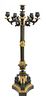 * An Empire Style Gilt and Patinated Bronze Six-Light Candelabrum Height 29 inches.