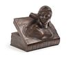 * A Continental Bronze Bust of Beatrice Height 5 1/4 x width 5 3/4 inches.