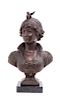 * A French Cast Metal Bust Height of bust 14 3/4 inches.