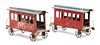 * Two Continental Painted Tin Caboose Toys Length 9 1/2 inches.