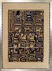 A Peruvian Style Pictorial Tapestry Framed: 42 1/2 x 31 3/4 inches.