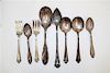 An Assembled Silver Flatware Service, Various Makers, comprising: 12 salad forks 12 teaspoons 6 soup spoons 4 serving article