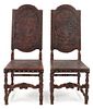 A Pair of French Renaissance Revival Hall Chairs Height 49 inches.