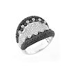 Contemporary Approx. 3.15 Carat Pave Set Black Diamond, .53 Carat Pave Set White Diamond and 18 Karat White Gold Ring