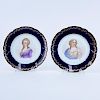 Pair of 19/20th Century Sevres Chateau de St Cloud Cobalt and Gilt Hand painted Cabinet Plates