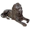 Life Size Modern Bronze Sculpture of a Recumbent Entry or Garden Lion