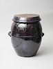 BLACK GLAZED POTTERY JAR AND COVER, POSSIBLY JAPANESE