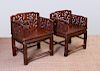 PAIR OF CHINESE PAINTED HARDWOOD THRONE CHAIRS